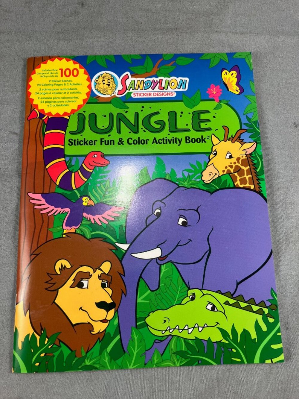 Sandylion JUNGLE Sticker Fun & Color Activity Book with 100 Stickers Vintage Y2K